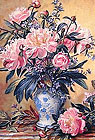 Hand embroidery <b>paintings</b>Maria AkinshinaAlbert Williams. Vase of Peonies and Canterbury Bells<b>Original</b> art for sale
