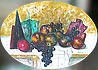 Mixed fruits with geometric <br>cubism on the table