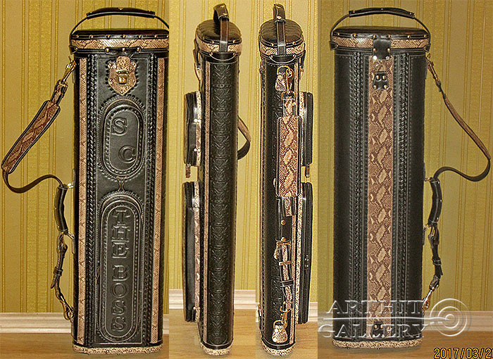Pool cue case
Genuine leather cue case
Hand tooled design
Erofey Evladin