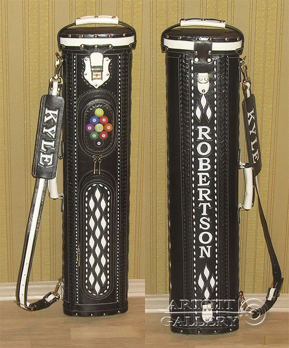 Pool cue case
Genuine leather cue case
Hand tooled design
Erofey Evladin