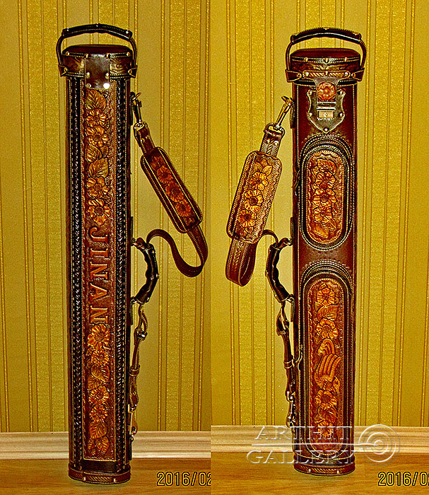 Pool cue case
Genuine leather cue case
Hand tooled design
Erofey Evladin