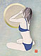 Drawings. Japanese drawings. Pencil drawings. Moon Light and Blue