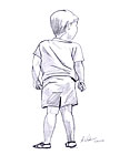 Boy`s seeking for his friends arrival